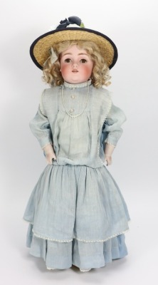 A Kestner 154 bisque shoulder head doll, German circa 1910,