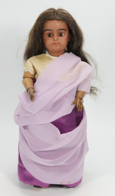 A Simon & Halbig 1079 black bisque head doll, German circa 1910,