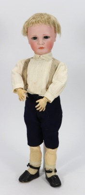 A rare Simon & Halbig 1448 bisque head character doll in original clothes, German circa 1912