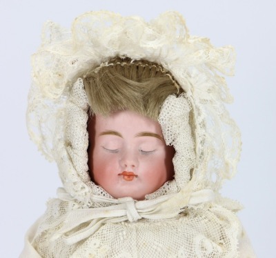 A rare Carl Bergner all original three faced bisque shoulder head doll, German circa 1905 - 2
