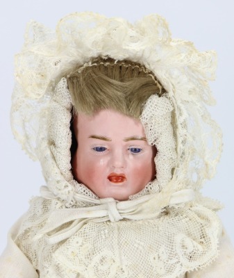 A rare Carl Bergner all original three faced bisque shoulder head doll, German circa 1905 - 3