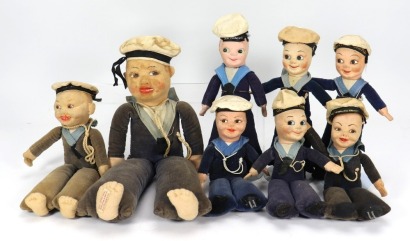Eight Norah Wellings Sailor souvenir dolls,