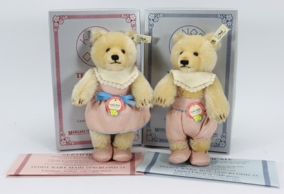 A pair of Steiff Limited Edition replica Teddy Babies, 1993,