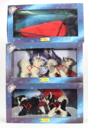 Three Limited Edition Steiff boxed Huskey Sledge sets,