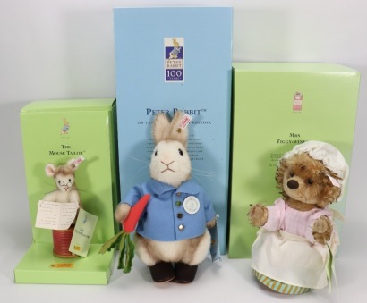 Three Steiff Limited Edition boxed Beatrix Potter characters,