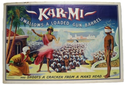 Kar-mi (aka Joseph Hollingsworth) the Magician 'Swallow a Loaded Gun Barrel', 1914,