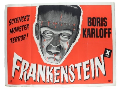 Boris Karloff's Frankenstein movie poster, British 1950s single sheet,