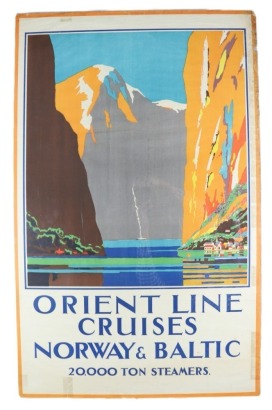 Orient Line Cruises Norway & Baltic Ocean Liner travel poster, 1930s,