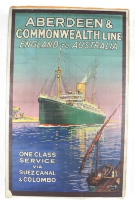 Aberdeen & Commonwealth, England to Australia Ocean Liner travel poster, by E Kealey, 1930s,