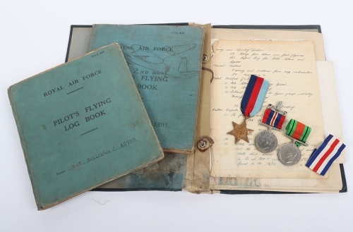 A Second World War group of 3 medals with Pilot&rsquo;s Logbooks and other associated documents to a recipient who flew Mosquito&rsquo;s with 567 Squadron
