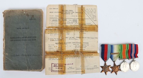 WW2 RAF Log Book and Campaign Medals to a Liberator Wireless operator.