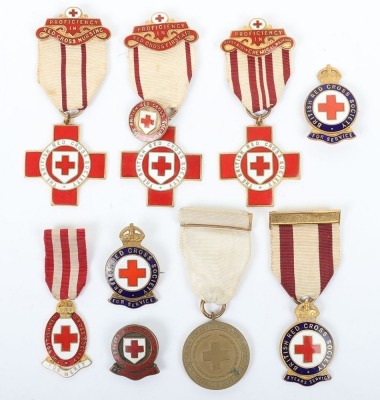 A collection of medals for proficient service in the British Red Cross.