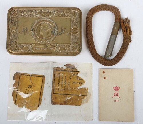 1914 Princess Mary Gift Fund Trench Lighter, Cigarette Tin and Christmas Card
