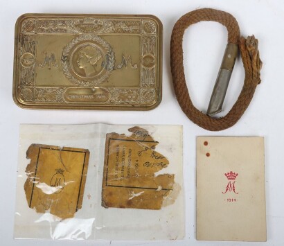 1914 Princess Mary Gift Fund Trench Lighter, Cigarette Tin and Christmas Card