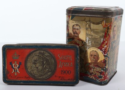 WW1 BEF Patriotic Tea Caddy Tin and Boer War Chocolate Tin.