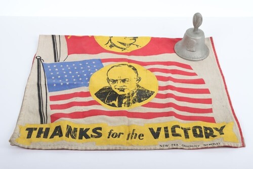 RAF benevolent fund victory bell and 'Thanks for the Victory' VE Day Flag
