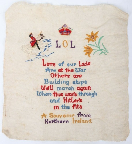 WW2 Souvenir from Ireland Crochet Cotton Display Piece.