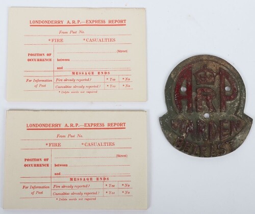 WW2 ARP Warden 'Belfast' Door Plaque.