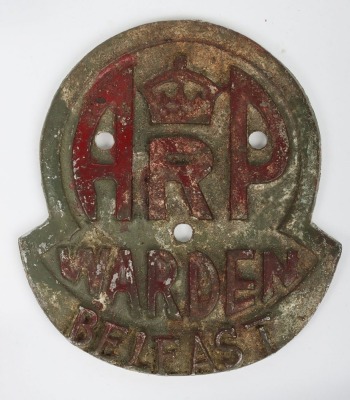 WW2 ARP Warden 'Belfast' Door Plaque. - 2