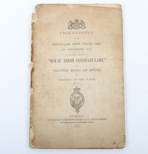 1867 Royal Irish Constabulary - Presenting Medals and Rewards to Member of the Force,
