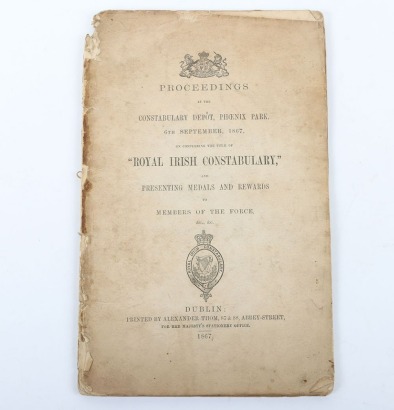 1867 Royal Irish Constabulary - Presenting Medals and Rewards to Member of the Force,