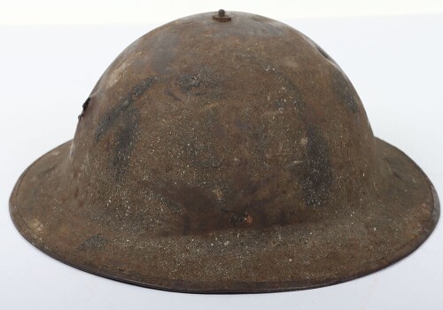 WW1 British Officers Brodie Helmet, Battle Damaged with Bullet Hole