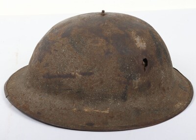 WW1 British Officers Brodie Helmet, Battle Damaged with Bullet Hole - 2