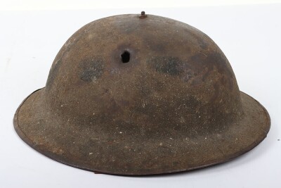 WW1 British Officers Brodie Helmet, Battle Damaged with Bullet Hole - 3