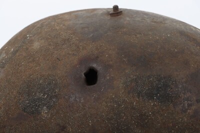 WW1 British Officers Brodie Helmet, Battle Damaged with Bullet Hole - 4