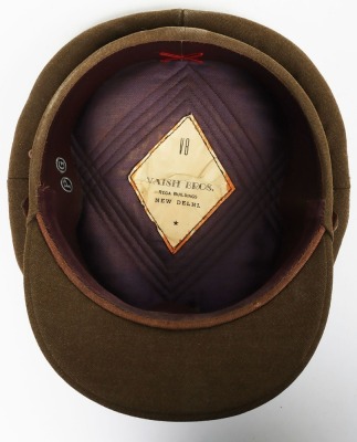 WW2 British Officers Peaked Cap, Kings Regiment, Indian Tailors. - 5