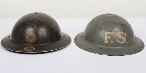 WW2 British Home Front Fire Service Mk.II Helmets, Two Examples