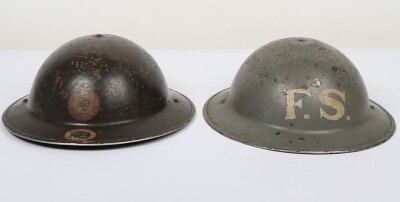 WW2 British Home Front Fire Service Mk.II Helmets, Two Examples