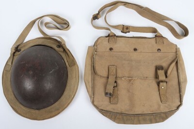 WW2 British MkII Helmet, Civil Defence Helmet Carrier & Satchel