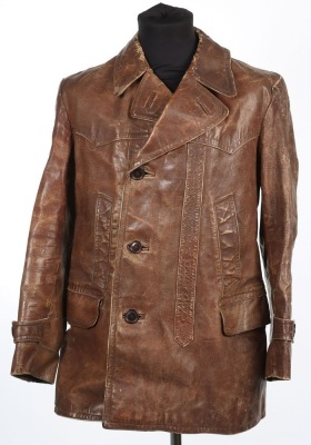 1930s French Leather Double Breasted Jacket