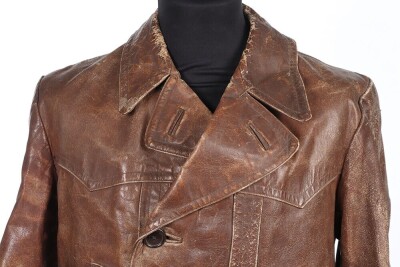 1930s French Leather Double Breasted Jacket - 2