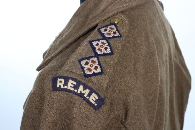 WW2 British Austerity Battle Dress Blouse, REME, Captain. - 5