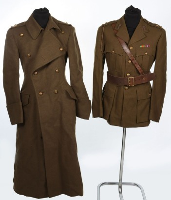 WW2 British Officers Service Dress Tunic & Great Coat, Royal Engineers.