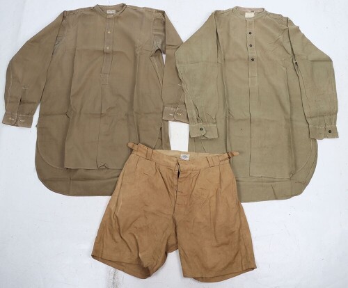 WW2 British Officers Collarless Shirts and KD Shorts.