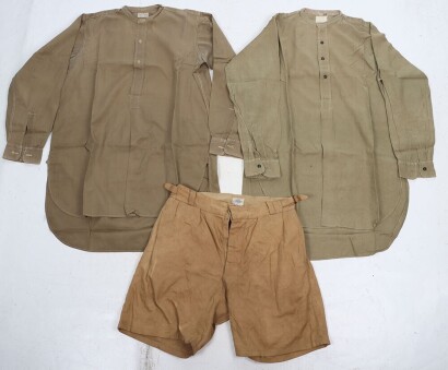 WW2 British Officers Collarless Shirts and KD Shorts.