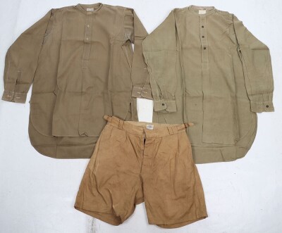 WW2 British Officers Collarless Shirts and KD Shorts.