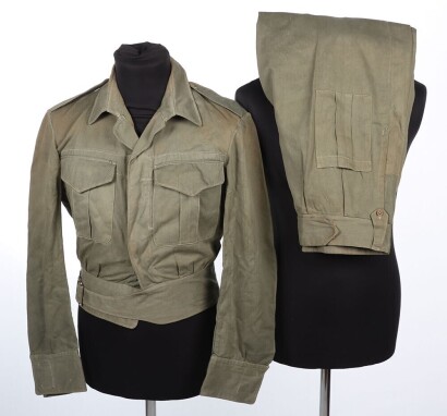 WW2 British, Indian Made Jungle Green Battle Dress Blouse & Trousers.