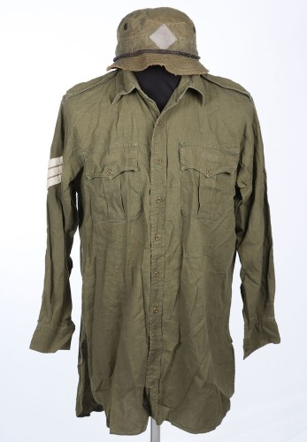 British Post War Jungle Shirt and 1944 Pattern Bush Hat.