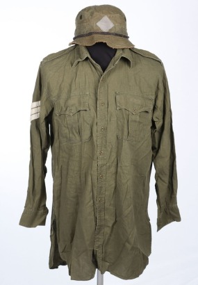 British Post War Jungle Shirt and 1944 Pattern Bush Hat.