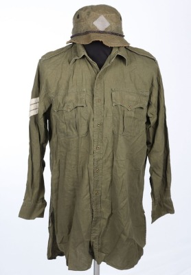 British Post War Jungle Shirt and 1944 Pattern Bush Hat.