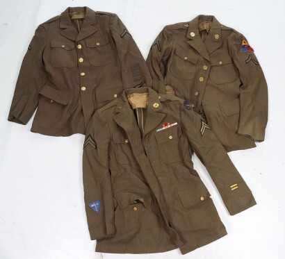 WW2 US Army Enlisted Men's Class A Tunics, Three Examples.