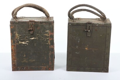 Two WW2 Italian Breda Machine Gun Ammo Boxes with Clips.