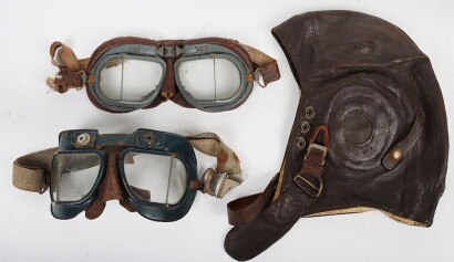 WW2 RAF C Type Flying Helmet, Mk.VII & Mk.VIII Goggles.