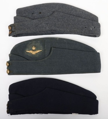 WW2 RAF, RAAF Side Caps, Officers & Other Airmen's. Three Examples