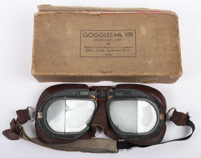 WW2 RAF Mk.VIII Flying Goggles in Card Box of Issue.