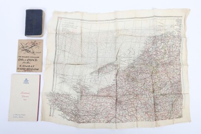 WW2 RAF Silk Escape Map, France & English Channel.